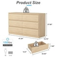 thumbnail image 4 of Kadyn Natural Chest of Drawer, 6 Double Drawer Dresser for Bedroom, Modern Storage Cabinet for Living Room, Dresser, 4 of 12