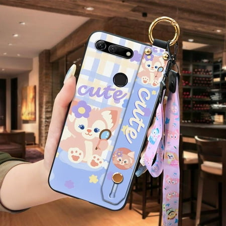 YTF-Phone Case For Huawei Honor V20, Wrist Strap Anti-dust Dirt-resistant Kickstand Shockproof Anti-knock Back Cover Phone Holder Soft case Fashion Design Cute Durable protective Lanyard