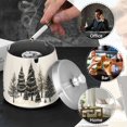 thumbnail image 4 of Yayeee Ashtray with Lid for Cigarette Smokeless Stainless Steel Home Ash Holder, Hand Drawn Christmas Trees, 4 of 7