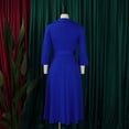 thumbnail image 5 of AURA Plus Size Spring Elegant Lapel High Waist A Line Maxi Dress Long Sleeve Puff Sleeve African Work Dress with Belt, 5 of 9