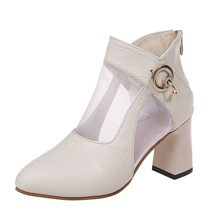 

Boots for Women Sexy High Heel Sandals Fashion Baotou Net Gauze Back Zipper Boots