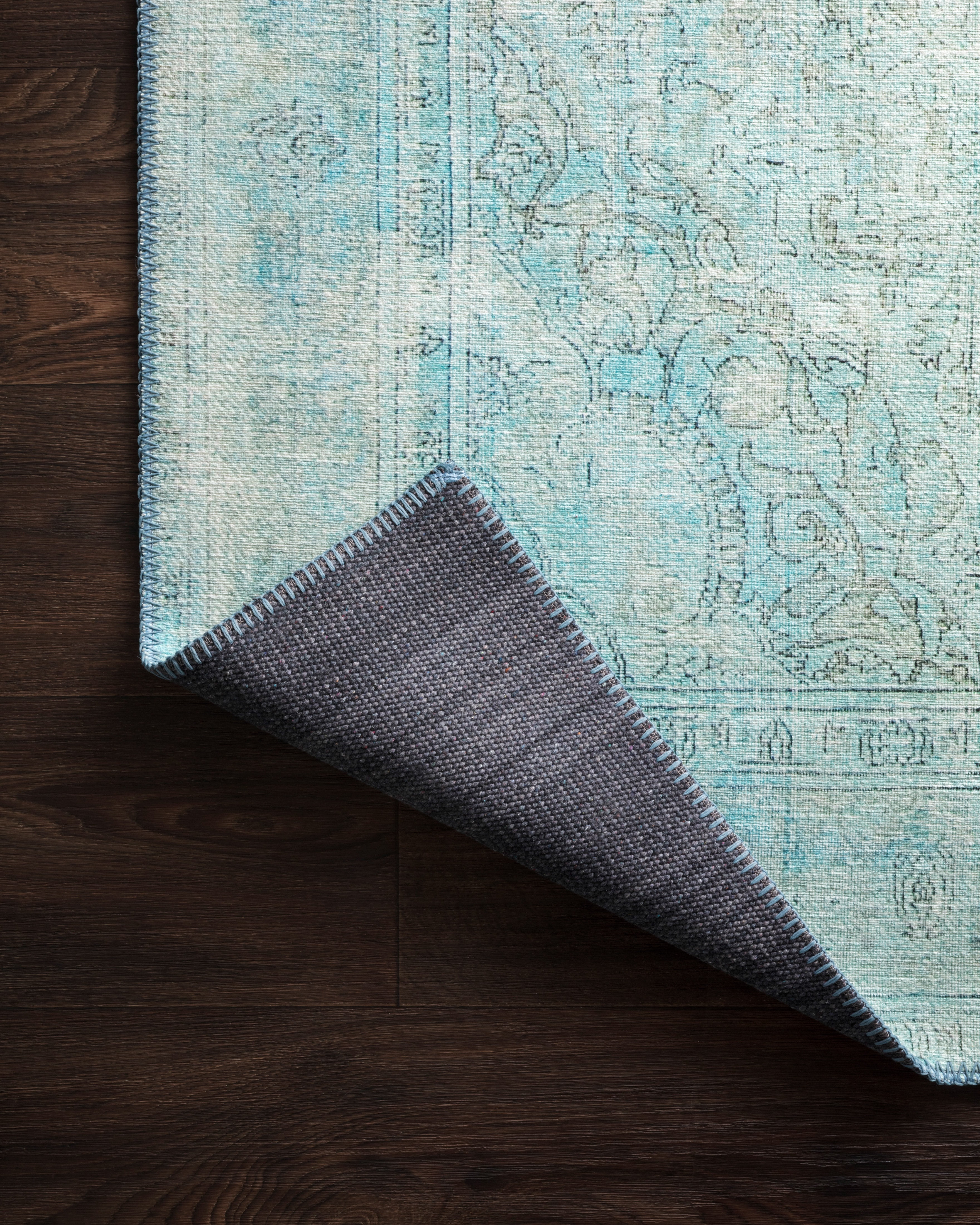 Loloi Loren Collection LQ-08 Aqua Oriental Area Rug 7'-6" x 9'-6"