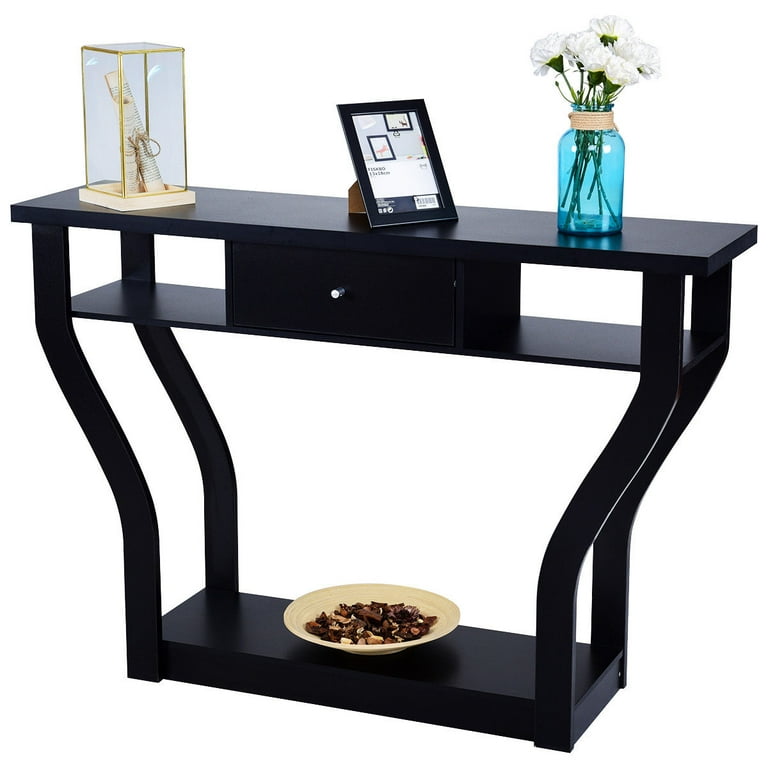 Costway Black Accent Console Table Modern Sofa Entryway Hallway