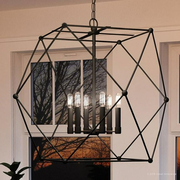Urban Ambiance Luxury Bohemian Pendant, Size: 26"H x 28"W, with Urban Industrial Style Elements, Midnight Black Finish, UHP2702
