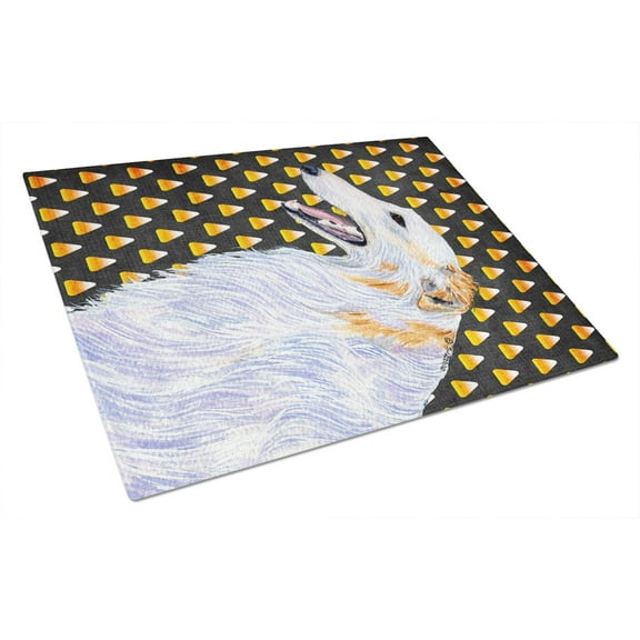 Caroline's Treasures Borzoi Candy Corn Halloween Portrait Glass Cutting Board Large