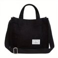 thumbnail image 1 of Mini Letter Patch Corduroy Tote Bag, Satchel Square Casual Shoulder Bag Retro Style Crossbody Bag With Double Handle, 1 of 4