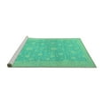 thumbnail image 2 of Ahgly Company Machine Washable Indoor Rectangle Oriental Turquoise Blue Traditional Area Rugs, 7' x 9', 2 of 4