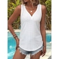 thumbnail image 5 of Fashion Button Embroidered Eyelet Tank Top Women Summer Tops Casual Country V Neck Tee Shirts Sleeveless Loose Blouse White M, 5 of 8