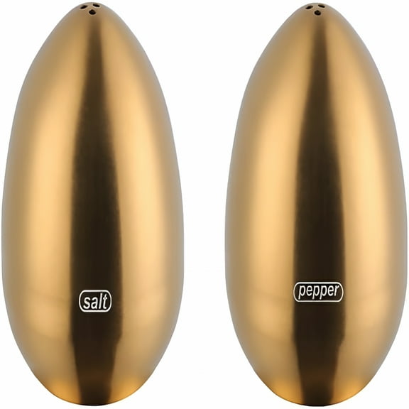 ACDANC Salt Pepper Shaker Set: Stainless Steel Salt&Pepper Dispenser 2 Pieces for Kitchen (Gold)