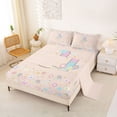 thumbnail image 2 of Castle Fairy Flower Balloon Letter J Queen Sheet Sets 4 Pieces for Girls,Pastel Initial Bed Set, 2 of 6