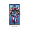 thumbnail image 3 of JeashCHAT 4th of July Decorations Outdoor, Patriotic Independence Day Door Cover Red White Blue Bow Wreath Hanging Banners for Memorial Day Front Door Porch Wall Decor, 72.83" x 35.43", 3 of 6