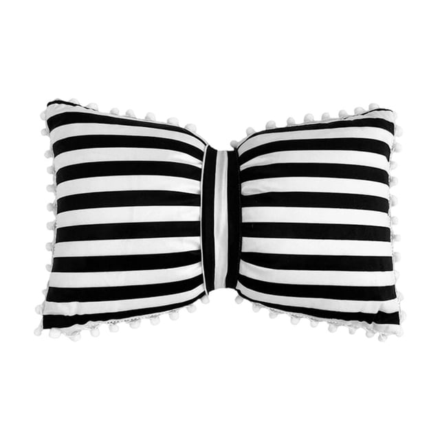 Striped Bow-Decorated Pillowcase 50x33cm Soft Velvet Bolster Pillow Suitable For Sofas Beds And Home Decor