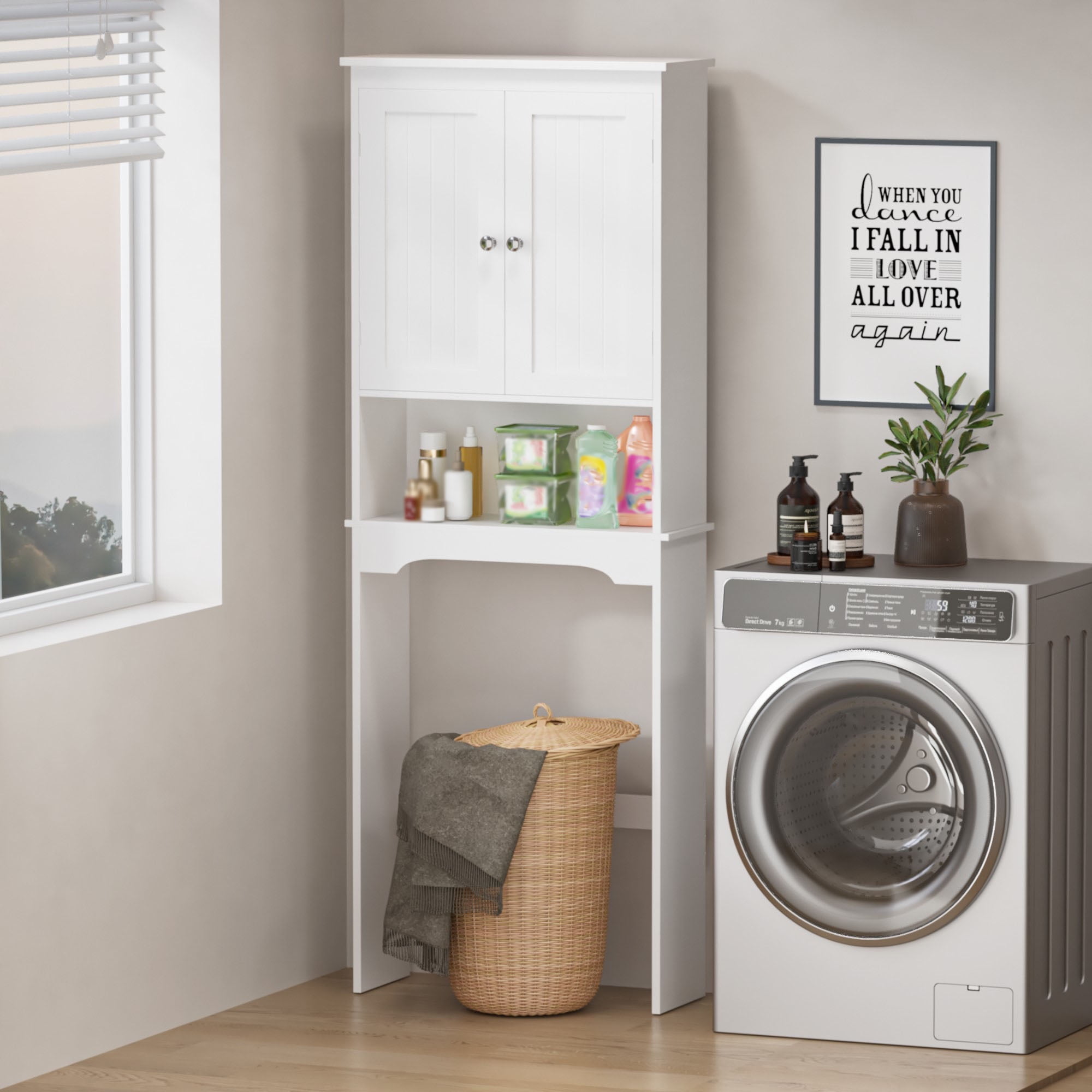 Over The Toilet Storage Cabinet, Bathroom Shelf Over Toilet, Bathroom Storage Cabinet Organizer,White