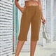 thumbnail image 1 of Puntoco Pantalones cortos de algodón para mujer Pantalones casuales con bolsillos y botones recortados de color liso a la moda para mujer, 1 of 5