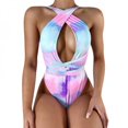 thumbnail image 1 of Maillot de Bain une-Pièce pour Femmes Col en V Taille Croisée à Bretelles Imprimé Polyester Séchage Rapide Doux Confortable Maillot de Bain pour Femmes, 1 of 6