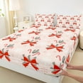 thumbnail image 3 of Manfei Kawaii Red Bowknot Full Size Sheets, Winter Christmas Snowflake Bed Sheets, Teens Girls Kids Sheet Sets, Microfiber Bedroom Decor, 4pcs, 3 of 7