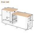 thumbnail image 4 of Large Extendable Kitchen Island for Family Use, Dining Table and Breakfast Bar with Storage Drawers, Cabinet Doors and Open Shelves, Ideal for Kitchen and Dining Room, White, 4 of 12