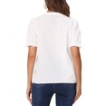 thumbnail image 3 of INSPIRAR CHIC Estilo Verano Casual Top de Ojal para Mujeres Cuello en V Notch Manga Corta Abullonada Blusa de Encaje de Algodón Camisetas M Blanca, 3 of 5
