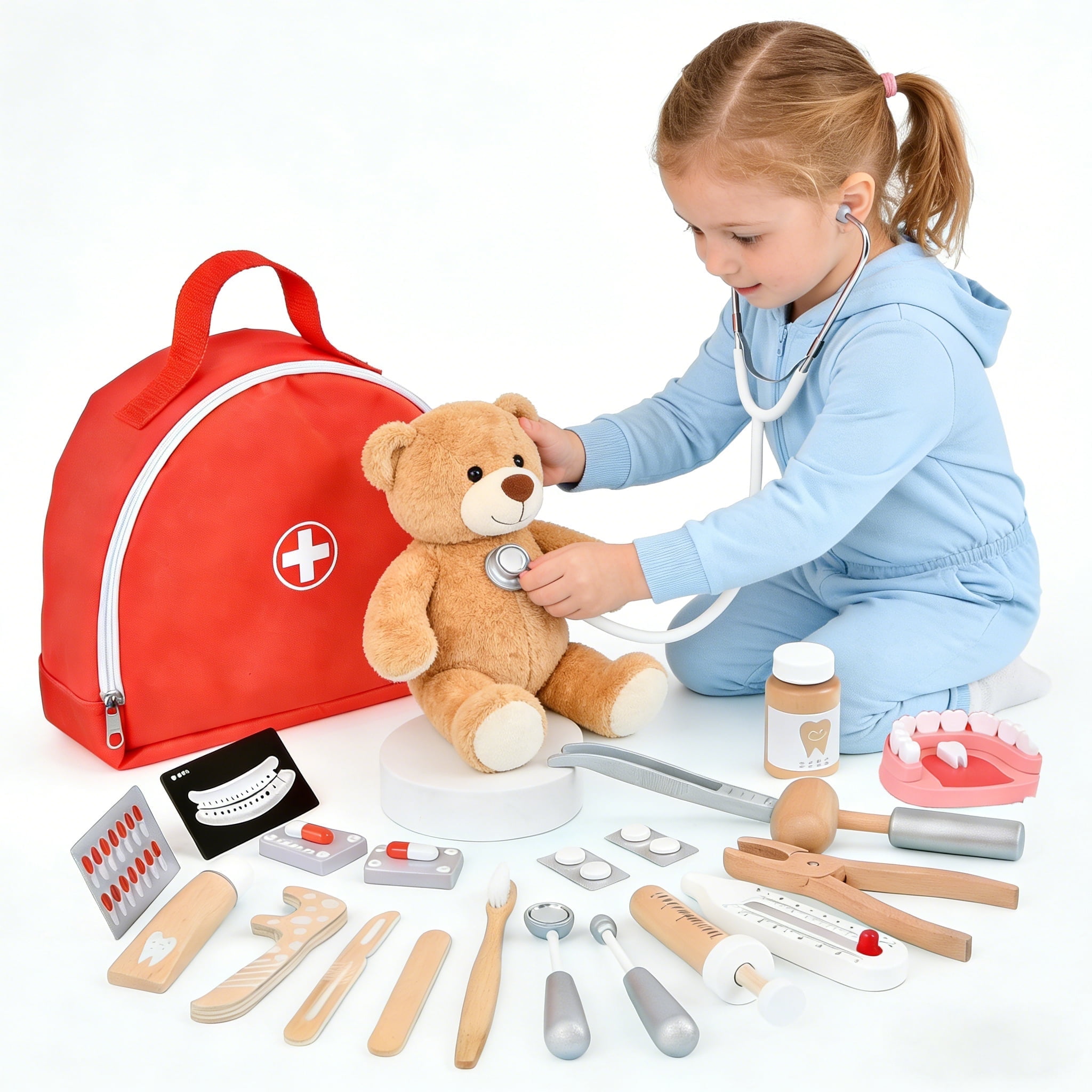 Lil' Jumbl Wooden Kids Doctor Playset, Multi-Sided Play Set with