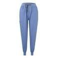 thumbnail image 6 of ZeXiYan Stretchy Scrubs Set for Women Comfy Medical Uniform Joggers Suit Solid Color V-Neck Top & Pants with Multi Pocket Scrubs In Regular and Petite Light Blue L, 6 of 6