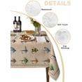 thumbnail image 2 of Ocean Fishhooks Table Cloth, Waterproof Tablecloth for Square Tables, Vintage Coastal Fishing Pattern Brown Reusable Washable Fabric Table Cover for Restaurant Kitchen Dining Tables 54"x54", 2 of 9