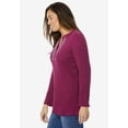 thumbnail image 3 of Woman Within Plus Size Embroidered Thermal Henley Tee, 3 of 5