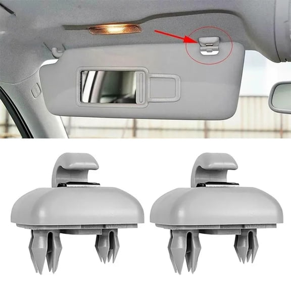 2 Pcs Gray Plastic Buckle Fixing Clips, Inner Sun Visor Hook Tether Bracket for Car Sun Visor Replacement Parts