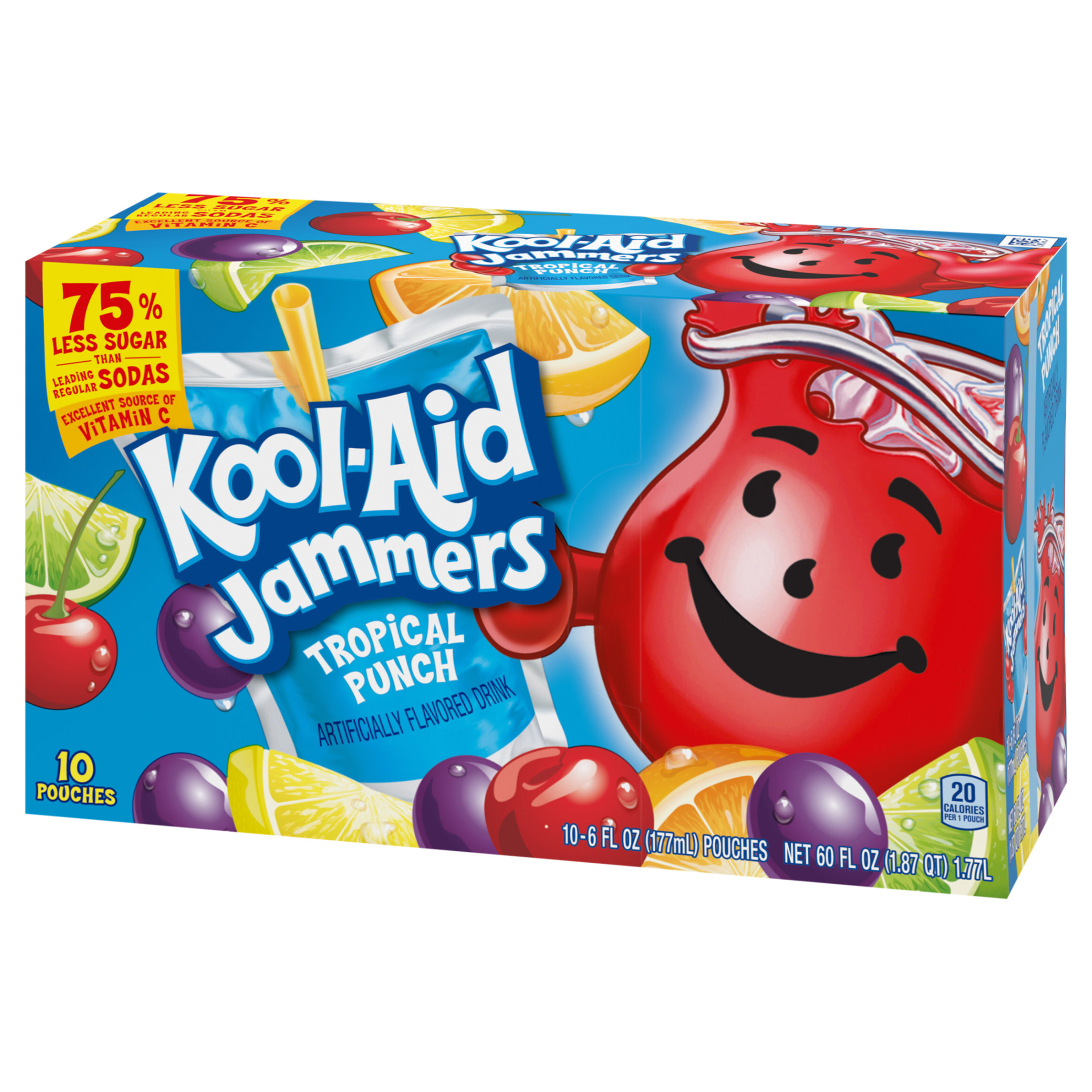 Kool Aid Jammers Tropical Punch Kids Drink 0% Juice Box Pouches, 10 Ct Box, 6 fl oz Pouches - image 5 of 7