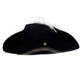 thumbnail image 5 of Yvsxxv White Feather Black Tricorn Pirate Hat Vintage Party Headwear 1Pc, 5 of 7