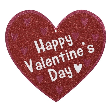 Way to Celebrate Valentine's Day Hanging Glitter Heart Decoration, 10.5" x 10"