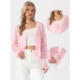 thumbnail image 2 of DARING DIVA Women's Summer Crochet Knit Tie Front Bolero Shrug Cardigan S Pink, 2 of 6