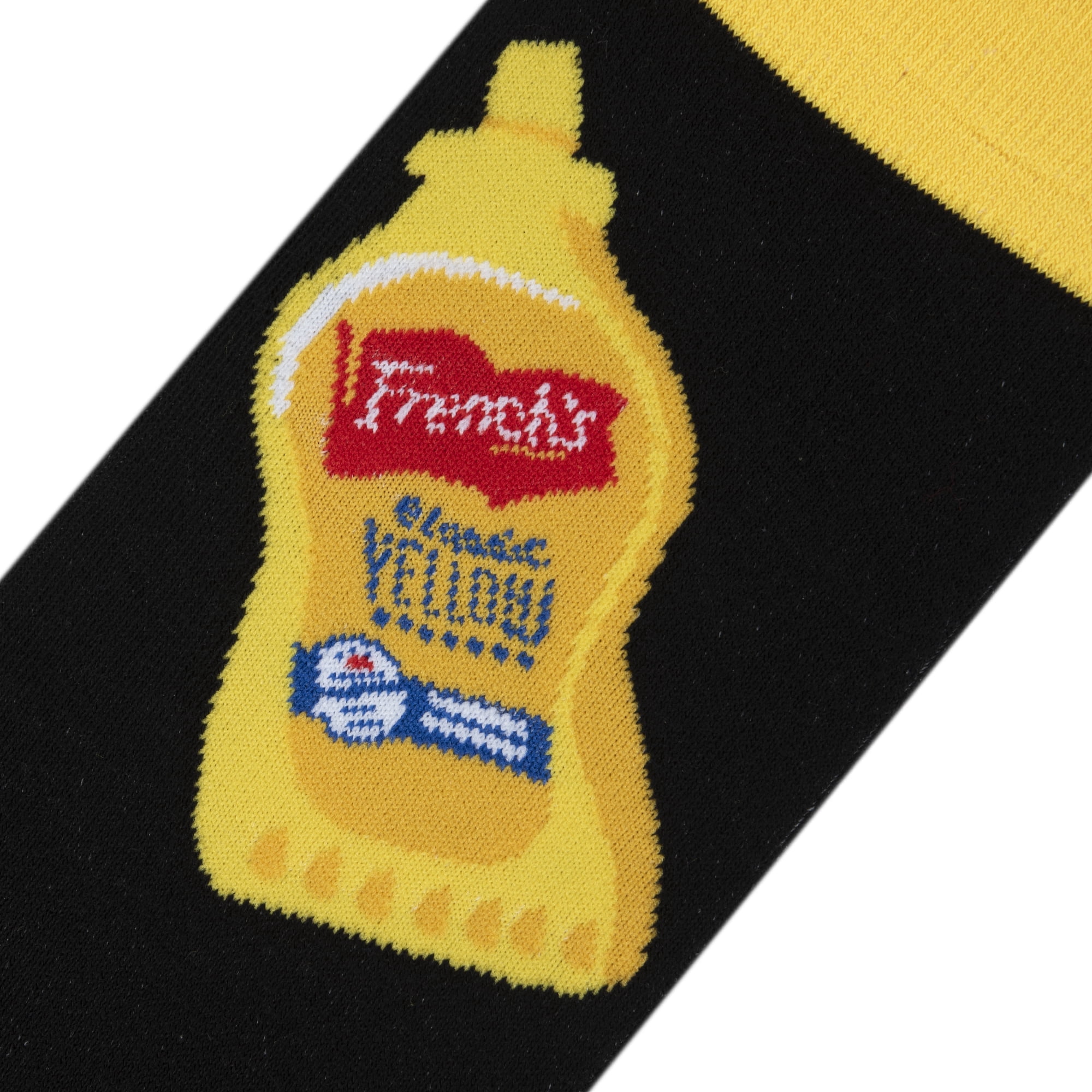 ODD SOX French’s Mustard Crew Socks for Men & Women Funny Novelty Socks Size Large Comfy Cotton