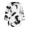 thumbnail image 5 of BangWanChi 3/4 Length Sleeve Womens Tops Plus Size Tunic Fashion Women's Summer V-Neck 3/4 Sleeve Lace Splicing Print Casual T-Shirt Blouse, 5 of 5