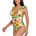 thumbnail image 3 of Yiaed Sunflower Cornflower Poppy Print Women's Ruffled One Piece Swimsuit V Neck Swimwear Slimming Monokini for Woman-XX-Large, 3 of 8
