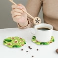 thumbnail image 6 of Disketp Avocado Green Striped Funny Coasters,6 Pcs Leather Coasters With Holder, Perfect Housewarming Hostess Gifts,Protect Furniture From Water Marks Scratch And Damage, 6 of 9