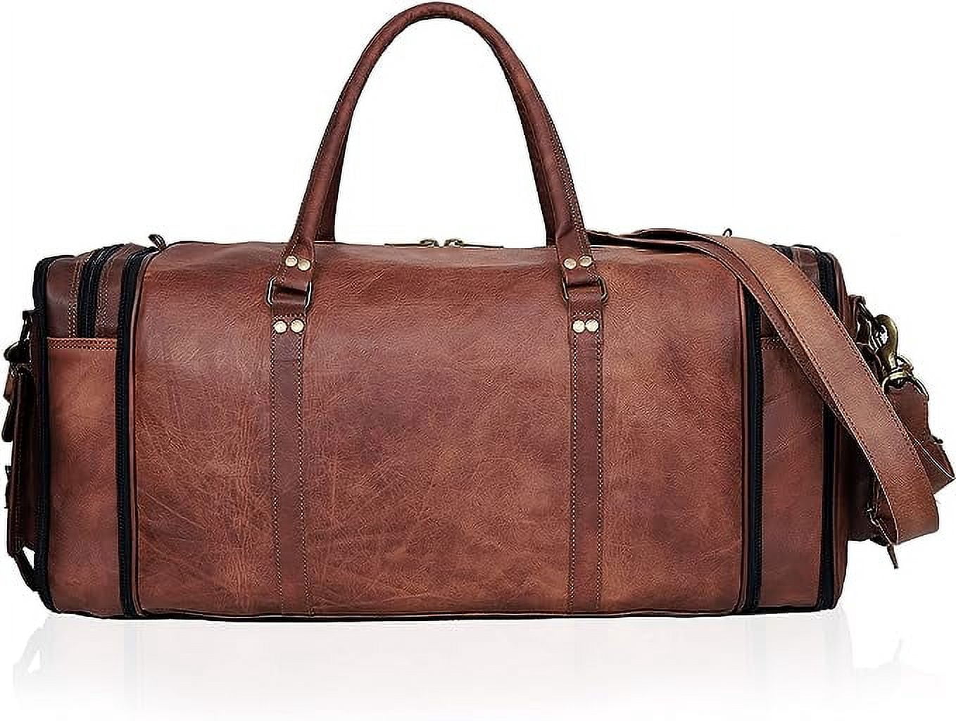 RUZIOON Handmade Vintage Travel Luggage 30 Inch Duffel Gym Sports Bag Weekender Travel Overnight Carry One Duffel Bag For Men (30 inch large)