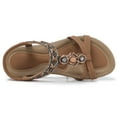 thumbnail image 5 of SHIBEVER Women Sandals Summer Flats Sandal Comfortable Bohemian Sandals Casual Beach Sandal Elastic Ankle Strap Walking Shoes Brown, 5 of 5