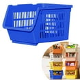 thumbnail image 2 of Zoxiy Plastic Storage Bins Storage Basket,Stackable Bins,Organizer Bins,Space-Saving Organizer for Closet,Car,Clothes Rack & Cabinet,Movable Kitchen Storage Rack,Storage Crate 9.45"x13.39"x7.47",Blue, 2 of 6