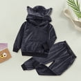 thumbnail image 2 of Otqutp Baby Loose Round Neck Toddler Kid Baby Girls Boys Long Sleeve Solid Hoodie Tops+Pants Outfits with Pocket Fall Winter Clothes, 2 of 4