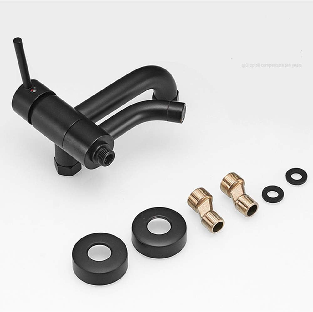 Bathroom Brass Bath Shower Mixer Tap Black Bathtub Faucet Shower Tap System with 180° Adjustable Handheld Shower Head and Swivel Bathtub Spout