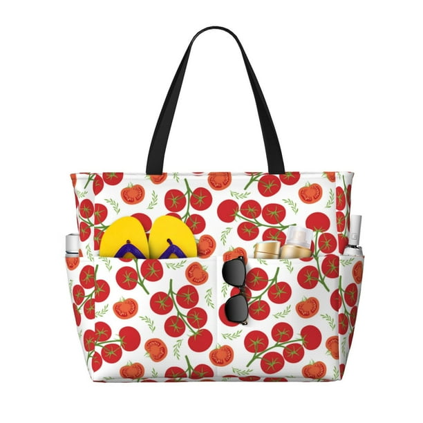 Easygdp Tomato Bolsa de Viaje de Playa de Gran Capacidad, Bolsa Tote Perfecta para la Playa, Escapadas de Fin de Semana y Viajes