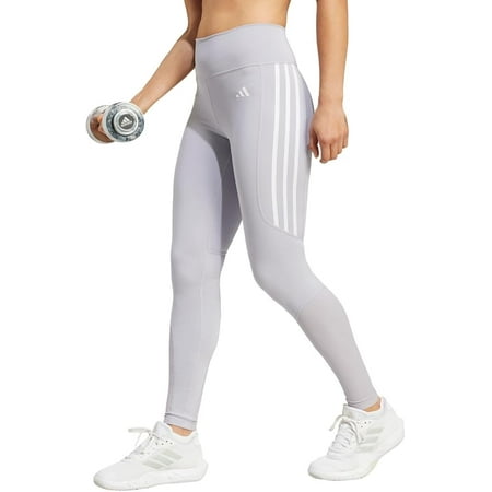 adidas Women's Optime Essentials Stash Pocket Full Length LeggingS (Glory Grey, Size Large)