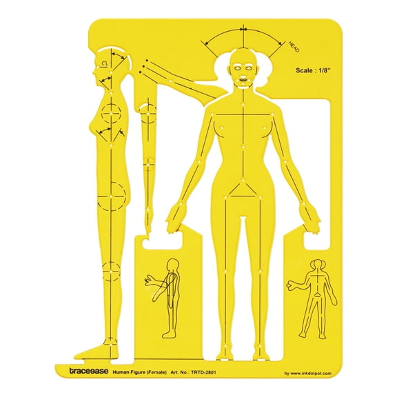 Traceease Female Human Figure Template Stencils Designers Drafting Tools- 1 Piece