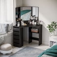thumbnail image 2 of HOMCOM Corner Vanity Table, Makeup Desk with 3-piece Mirror and 5 Drawers, 2 of 10