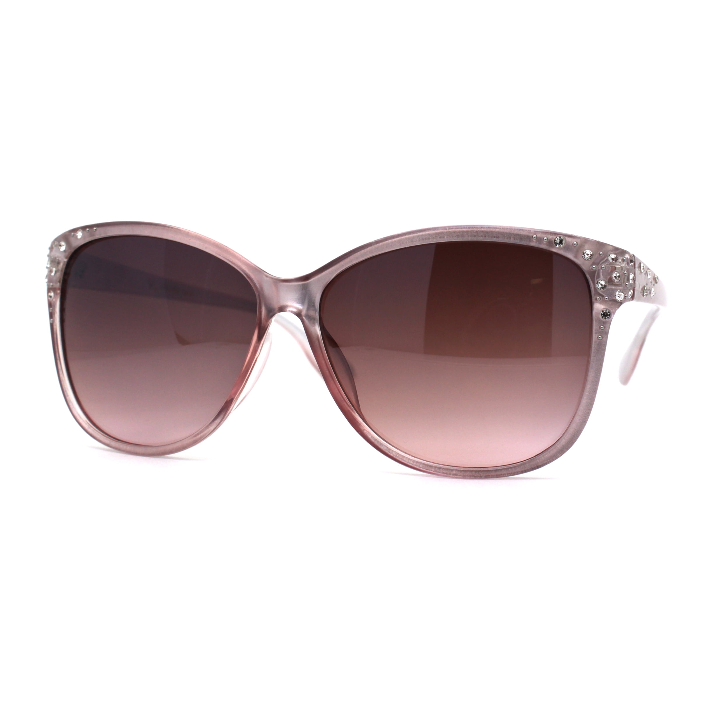 Womens Rhinestone Studded Sparkle Diva Jewel Butterfly Sunglasses Pink