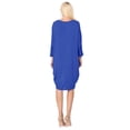 thumbnail image 3 of Women's Plus Size Round Neck Draped Side 3/4 Dolman Sleeves Dress, 3 of 4