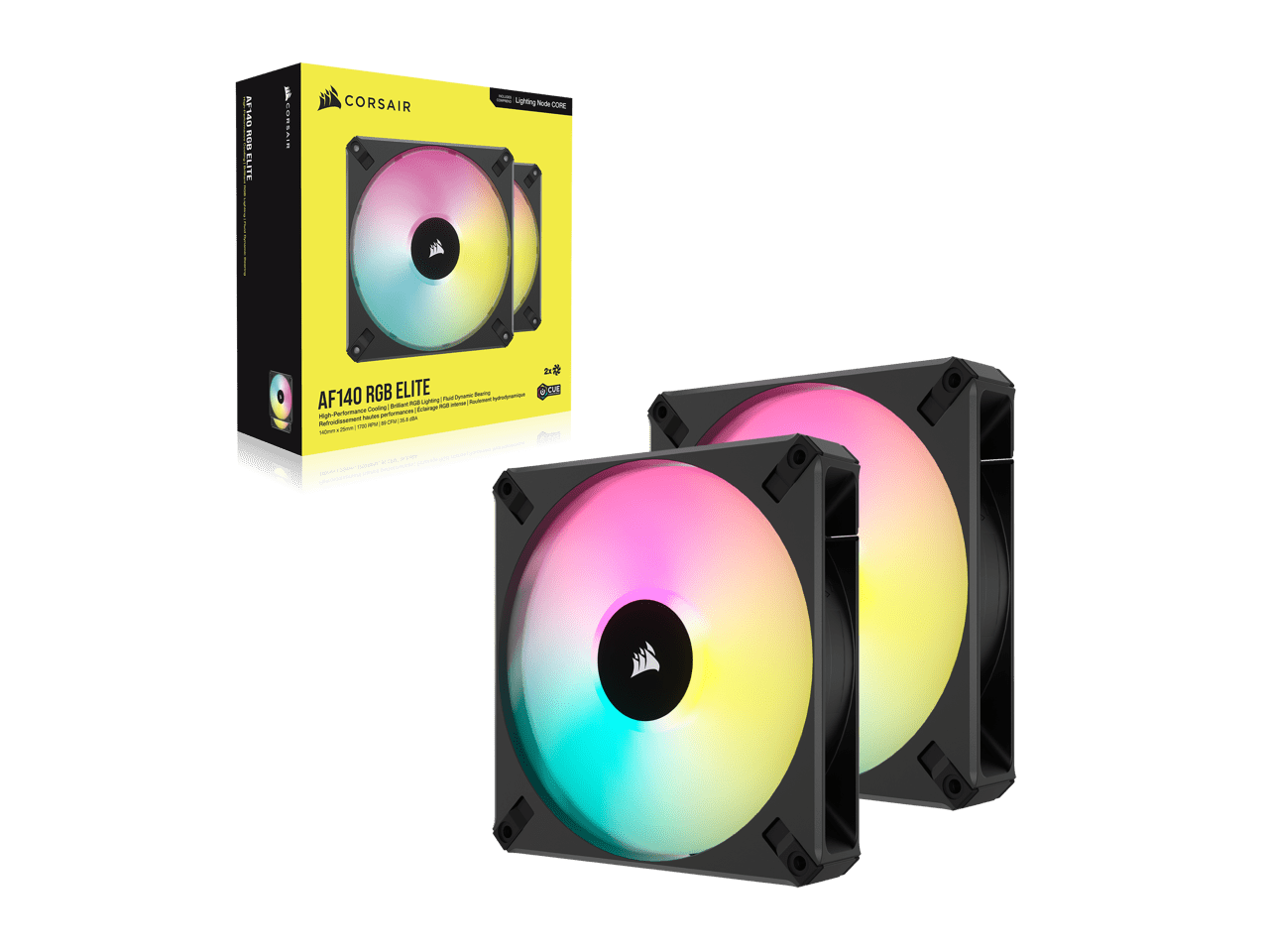 CORSAIR AF140 RGB ELITE 2個入り CORSAIR iCUE AF140 RGB ELITE 140mm PWM Dual Fan Kit - Eight