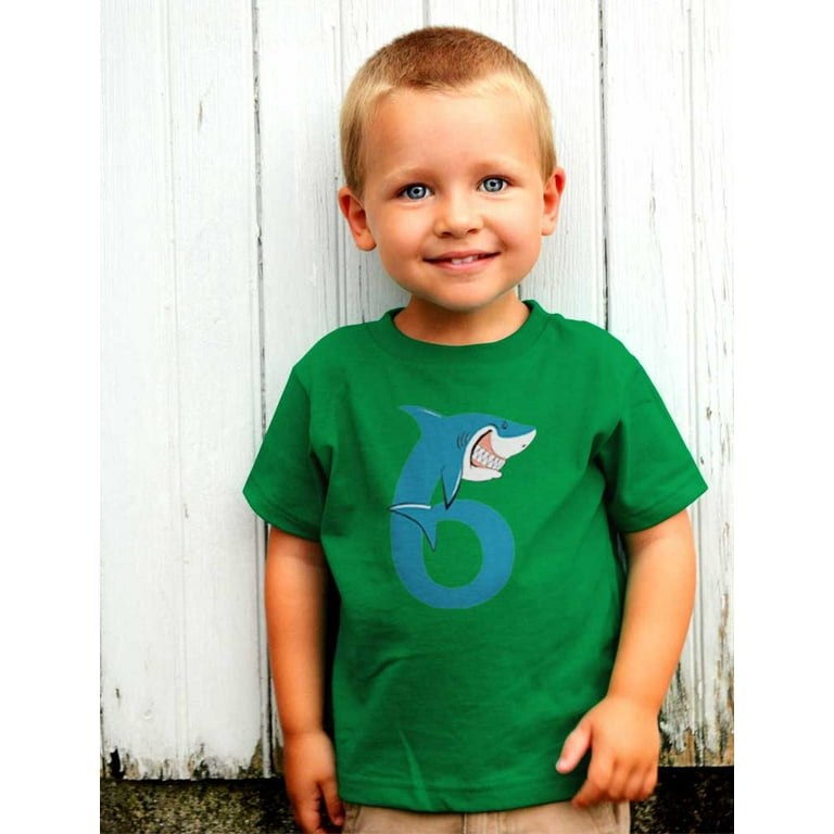 Kids 6 Years Old 6th Birthday Shark Shirt Kids Son Gift Party