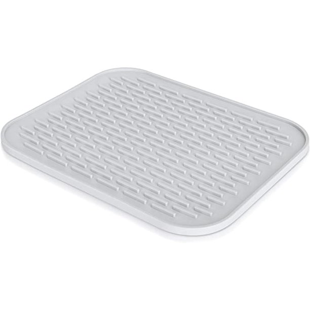 Posavasos de silicona pequeño, mantel individual de silicona antideslizante, tapete para secar platos, tapete de goteo, agarradera para ollas, posavasos resistente al calor (gris, 29,5 x 23,5 cm)