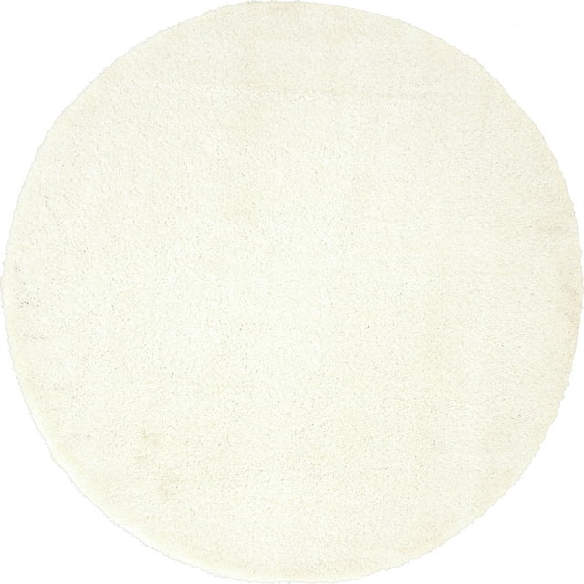 Unique Loom Solo Collection Solid Plush Kids Round Rug, 6 Feet, Snow White